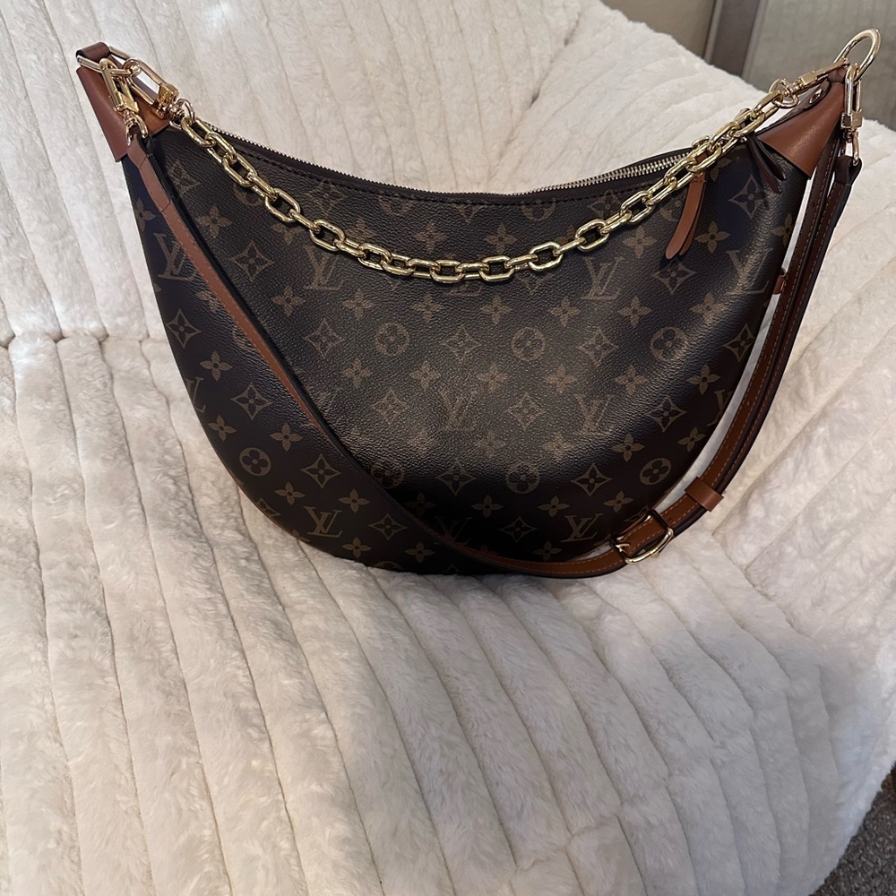 Brown and Gold Monogram Shoulder Bag